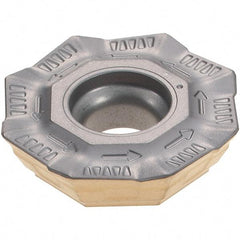Iscar - OFMT07T3 76 Grade IC830 Carbide Milling Insert - TiAlN/TiN Finish, 0.179" Thick, 0.7008" Inscribed Circle, 0.6mm Corner Radius - Exact Tool & Supply