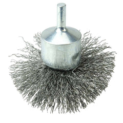 Weiler - End Brushes; Brush Diameter (Inch): 3 ; Fill Material: Steel ; Filament/Wire Diameter Range (Decimal Inch): 0.0201 and Above ; Filament/Wire Diameter (Decimal Inch): 0.0140 ; Wire Type: Crimped Wire ; Bridled: No - Exact Tool & Supply