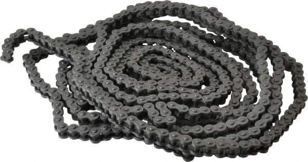 Morse - 1/4" Pitch, ANSI 25, Single Strand Roller Chain - Chain No. 25, 10 Ft. Long, 0.13" Roller Diam, 1/8" Roller Width - Exact Tool & Supply