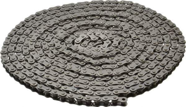 Morse - 1/4" Pitch, ANSI 25, Single Strand Roller Chain - Chain No. 25, 10 Ft. Long, 1/4" Roller Diam, 3/16" Roller Width - Exact Tool & Supply