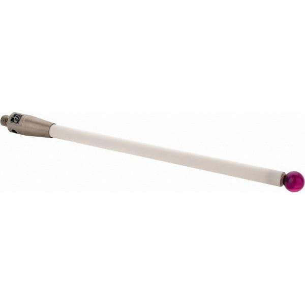 Renishaw - 0.2362 Inch Ball Diameter, Ceramic Stem, M4 Thread, Ruby Point Ball Tip CMM Stylus - 3-31/64 Inch Working Length, 0.1772 Inch Stem Diameter, 3-15/16 Inch Overall Length - Exact Tool & Supply