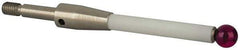 Renishaw - 0.24 Inch Ball Diameter, Ceramic Stem, M4 Thread, Ruby Point Ball Tip CMM Stylus - 1.5158 Inch Working Length, 0.1772 Inch Stem Diameter, 1.9685 Inch Overall Length - Exact Tool & Supply