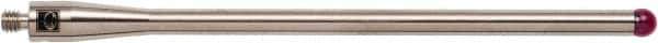 Renishaw - 0.1969 Inch Ball Diameter, Stainless Steel Stem, M4 Thread, Ruby Point Ball Tip CMM Stylus - 3.28 Inch Working Length, 0.1772 Inch Stem Diameter, 3-15/16 Inch Overall Length - Exact Tool & Supply