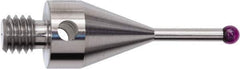 Renishaw - 0.315 Inch Ball Diameter, Stainless Steel Stem, M4 Thread, Ruby Point Ball Tip CMM Stylus - 0.63 Inch Working Length, 0.2362 Inch Stem Diameter, 0.63 Inch Overall Length - Exact Tool & Supply