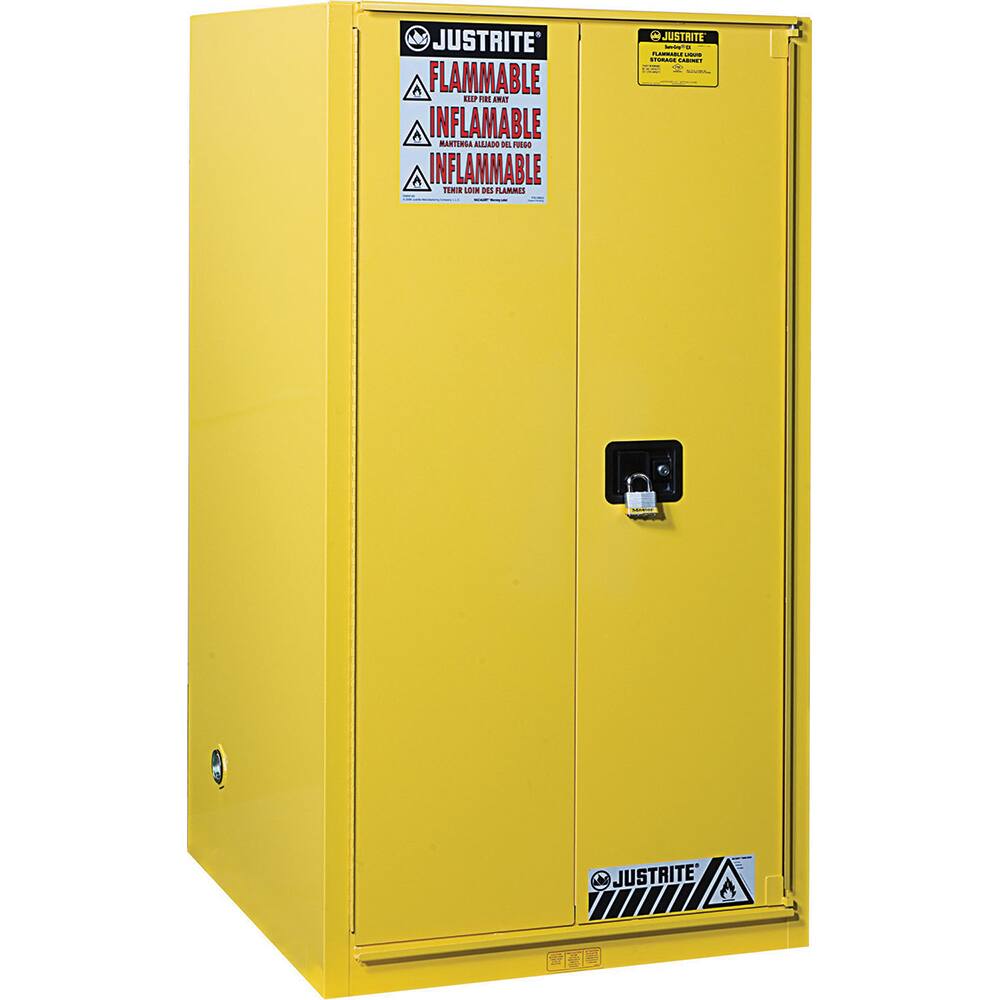 Justrite - 1 Door 2 Shelf 60 Gal Safety Cabinet for Flammable Substances - Exact Tool & Supply