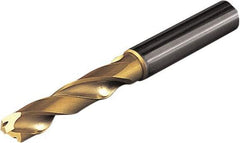 Seco - 9mm 140° Spiral Flute Solid Carbide Screw Machine Drill Bit - Multilayer TiAlN Finish, Right Hand Cut, 47mm Flute Length, 89mm OAL, Straight Shank, Through Coolant - Exact Tool & Supply
