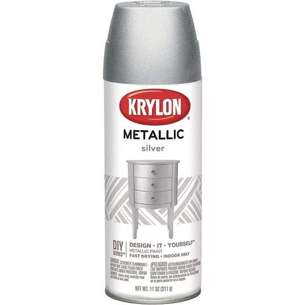 Krylon - Silver, Metallic, Aerosol Spray Paint - 15 to 20 Sq Ft per Can, 16 oz Container - Exact Tool & Supply