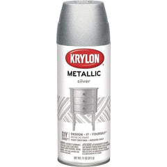 Krylon - Silver, Metallic, Aerosol Spray Paint - 15 to 20 Sq Ft per Can, 16 oz Container - Exact Tool & Supply