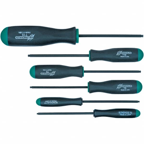 Bondhus - Screwdriver Sets Screwdriver Types Included: Torx Number of Pieces: 6 - Exact Tool & Supply