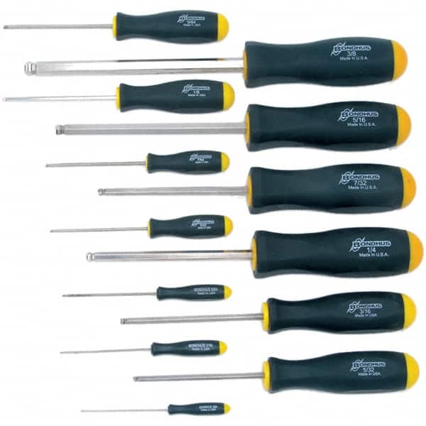 Bondhus - Hex Driver Sets Tool Type: Ball End Size Range (Inch): 0.050 - 3/8 - Exact Tool & Supply