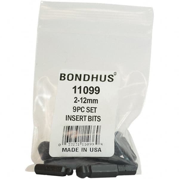 Bondhus - Screwdriver Bit Sets Type: Insert Bit Set Drive Size: 1/4 (Inch) - Exact Tool & Supply