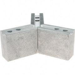 Abbott Workholding Products - 1.5mm x 60° Serrated Attachment, Square Soft Lathe Chuck Jaw - 3 Jaws, Aluminum, 63/64" Btw Mount Hole Ctrs, 4" Long x 1-1/2" Wide x 3" High, 0.5512" Groove, 0.4724" & 12mm Fastener - Exact Tool & Supply
