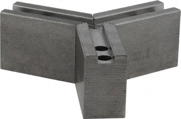 Abbott Workholding Products - 1.5mm x 60° Serrated Attachment, Square Soft Lathe Chuck Jaw - 3 Jaws, Steel, 0.7874" Btw Mount Hole Ctrs, 3" Long x 1-1/4" Wide x 2" High, 0.4724" Groove, 0.3937" & 10mm Fastener - Exact Tool & Supply