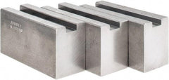 Abbott Workholding Products - 1.5mm x 60° Serrated Attachment, Square Soft Lathe Chuck Jaw - 3 Jaws, Steel, 63/64" Btw Mount Hole Ctrs, 4" Long x 1-1/2" Wide x 2" High, 0.5512" Groove, 0.4724" & 12mm Fastener - Exact Tool & Supply