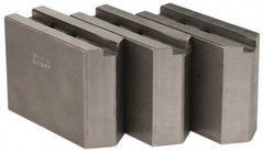 Abbott Workholding Products - 1.5mm x 60° Serrated Attachment, Square Soft Lathe Chuck Jaw - 3 Jaws, Steel, 63/64" Btw Mount Hole Ctrs, 4" Long x 1-1/2" Wide x 3" High, 0.5512" Groove, 0.4724" & 12mm Fastener - Exact Tool & Supply