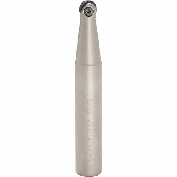 Iscar - 3/8" Cut Diam, 1/2" Shank Diam, 6" OAL, Indexable Ball Nose End Mill - 2" Head Length, Straight Shank, HCM D.38 Toolholder, HBR-QF, HCR Insert - Exact Tool & Supply