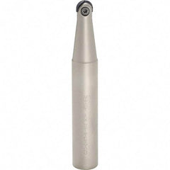 Iscar - 3/8" Cut Diam, 1/2" Shank Diam, 6" OAL, Indexable Ball Nose End Mill - 2" Head Length, Straight Shank, HCM D.38 Toolholder, HBR-QF, HCR Insert - Exact Tool & Supply