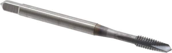 OSG - #5-40 UNC, 2 Flute, TiCN Finish, High Speed Steel Spiral Point Tap - Plug Chamfer, Right Hand Thread, 1-15/16" OAL, 5/8" Thread Length, 0.141" Shank Diam, 2B/3B Class of Fit - Exact Tool & Supply