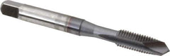 OSG - 1/4-28 UNF, 2 Flute, TiCN Finish, High Speed Steel Spiral Point Tap - Plug Chamfer, Right Hand Thread, 2-1/2" OAL, 1" Thread Length, 0.255" Shank Diam - Exact Tool & Supply
