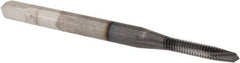 OSG - #2-56 UNC, 2 Flute, TiCN Finish, High Speed Steel Spiral Point Tap - Plug Chamfer, Right Hand Thread, 1-3/4" OAL, 7/16" Thread Length, 0.141" Shank Diam, 2B Class of Fit - Exact Tool & Supply