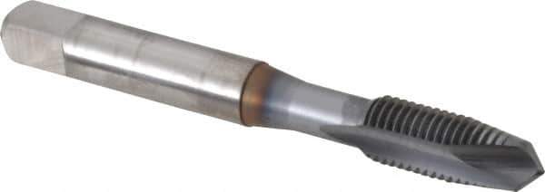 OSG - 5/16-24 UNF, 2 Flute, TiCN Finish, High Speed Steel Spiral Point Tap - Plug Chamfer, Right Hand Thread, 2-23/32" OAL, 1-1/8" Thread Length, 0.318" Shank Diam, 2B Class of Fit - Exact Tool & Supply