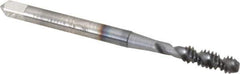OSG - #6-32 UNC 2 Flute 2B Bottoming Spiral Flute Tap - High Speed Steel, TiCN Finish, 2" OAL, Right Hand Flute, Right Hand Thread, H3, Series 107 - Exact Tool & Supply