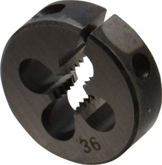 OSG - #12-24 UNC Thread, 13/16" Outside Diam High Speed Steel Round Die - 1/4" Thick, Right Hand Thread, Adjustable - Exact Tool & Supply