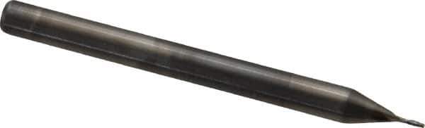Niagara Cutter - 0.02", 0.06" LOC, 1/8" Shank Diam, 1-1/2" OAL, 2 Flute, Solid Carbide Square End Mill - Single End, Uncoated, Spiral Flute, 30° Helix, Centercutting, Right Hand Cut, Right Hand Flute, Series ME230 - Exact Tool & Supply