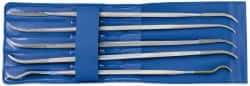 PFERD - 5 Piece Diamond Pattern File Set - 6" Long, Medium Coarseness, Set Includes Crossing Oval, Square, Three Square, Round, Hand Flat - Exact Tool & Supply