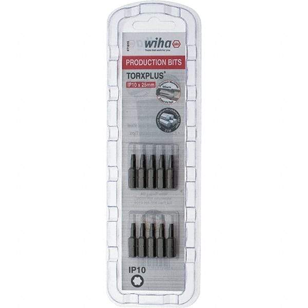 Wiha - 1/4" Drive IP10 Torx Plus Screwdriver Bit - 1" OAL, Insert Bit - Exact Tool & Supply