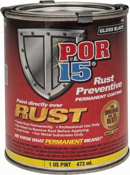POR-15 - 1 Pint, Black, Rust Preventative Paint - Comes in Can - Exact Tool & Supply