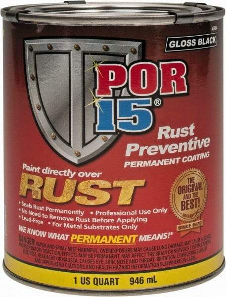 POR-15 - 1 Quart, Black, Rust Preventative Paint - Comes in Can - Exact Tool & Supply