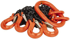 Pewag - 5' Long, 5,500 Lb Basket Capacity, 5,500 Lb Vertical Capacity, Alloy Steel Web Sling - QOS Chain Sling, 7/32" Diam Chain, Silver (Color), with 4 Sling Hooks & Master Link - Exact Tool & Supply