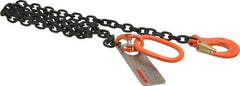 Pewag - 5' Long, 2,100 Lb Basket Capacity, 2,100 Lb Vertical Capacity, Alloy Steel Web Sling - SOS Chain Sling, 7/32" Diam Chain, Silver (Color), with Sling Hook & Master Link - Exact Tool & Supply