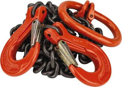 Pewag - 5' Long, 6,100 Lb Basket Capacity, 6,100 Lb Vertical Capacity, Alloy Steel Web Sling - DOS Chain Sling, 9/32" Diam Chain, Silver (Color), with 2 Sling Hooks & Master Link - Exact Tool & Supply