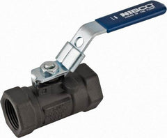 NIBCO - 3/4" Pipe, Reduced Port, Carbon Steel Fire Safe Ball Valve - 1 Piece, Inline - One Way Flow, FNPT x FNPT Ends, Locking Lever Handle, 2,000 WOG - Exact Tool & Supply