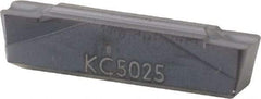 Kennametal - 500G GMP Grade KC5025, 5mm Cutting Width Carbide Grooving Insert - 4.2mm Max Depth of Cut, Neutral, 0.8mm Corner Radius, TiAlN Finish - Exact Tool & Supply