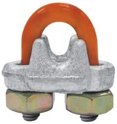 CM - 7/16" Wire Rope U-Bolt Clip - 1/2 - 13, 1.19" Between Centers, Galvanized - Exact Tool & Supply