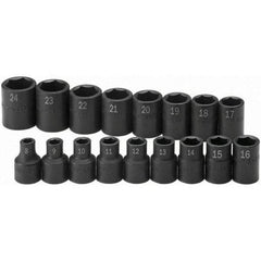 SK - 1/2" Drive Standard Impact Socket Set - 8 to 24mm, Metric Measurement Standard - Exact Tool & Supply