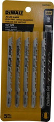 DeWALT - 4" Long, 6 Teeth per Inch, Cobalt Jig Saw Blade - Toothed Edge, 1/4" Wide x 0.035" Thick, T-Shank - Exact Tool & Supply