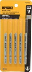 DeWALT - 3" Long, 14 Teeth per Inch, High Carbon Steel Jig Saw Blade - Toothed Edge, 0.3" Wide x 0.035" Thick, T-Shank - Exact Tool & Supply