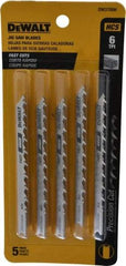 DeWALT - 4" Long, 6 Teeth per Inch, High Carbon Steel Jig Saw Blade - Toothed Edge, 1/4" Wide x 0.06" Thick, U-Shank - Exact Tool & Supply