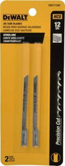 DeWALT - 3" Long, 12 Teeth per Inch, High Carbon Steel Jig Saw Blade - Toothed Edge, 1/4" Wide x 1/16" Thick, U-Shank - Exact Tool & Supply