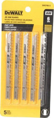 DeWALT - 4" Long, 6 Teeth per Inch, High Carbon Steel Jig Saw Blade - Toothed Edge, 1/4" Wide x 0.06" Thick, U-Shank - Exact Tool & Supply