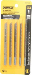 DeWALT - 4" Long, 6 Teeth per Inch, High Carbon Steel Jig Saw Blade - Toothed Edge, 1/4" Wide x 0.06" Thick, U-Shank - Exact Tool & Supply