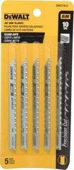DeWALT - 4" Long, 10 Teeth per Inch, High Carbon Steel Jig Saw Blade - Toothed Edge, 1/4" Wide x 0.06" Thick, U-Shank - Exact Tool & Supply