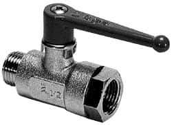Legris - 1/8" Pipe, Brass Standard Ball Valve - 1 Piece, Inline - One Way Flow, MBSPP x FBSPP Ends, Lever Handle, 580 WOG - Exact Tool & Supply