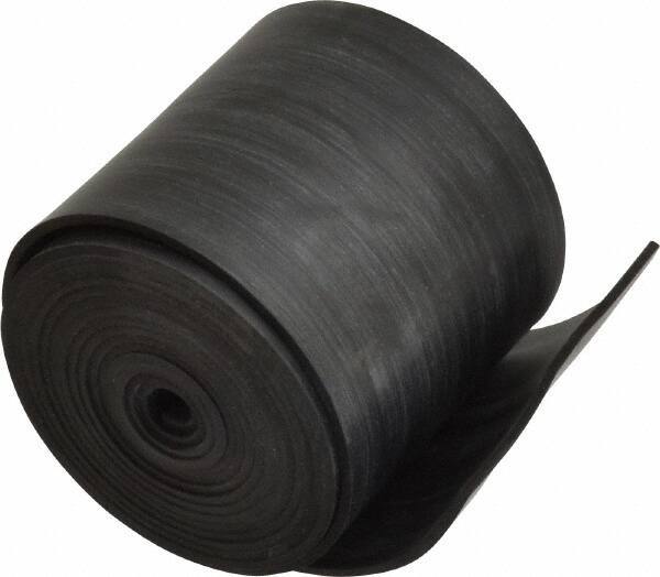 Made in USA - 1/16" Thick x 2" Wide x 60" Long, Plain Backed Buna-N Rubber Strip - Stock Length, 60 Shore A Durometer, 2,500 psi Tensile Strength, -20 to 170°F, Black - Exact Tool & Supply