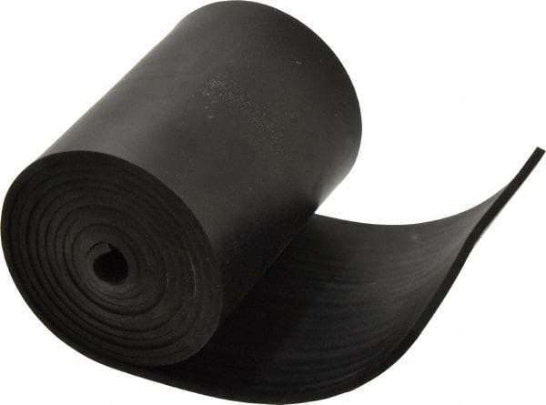 Made in USA - 1/8" Thick x 4" Wide x 60" Long, Plain Backed Buna-N Rubber Strip - Stock Length, 60 Shore A Durometer, 2,500 psi Tensile Strength, -20 to 170°F, Black - Exact Tool & Supply