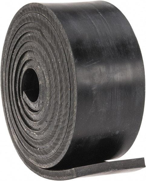 Made in USA - 1/4" Thick x 2" Wide x 60" Long, Plain Backed Buna-N Rubber Strip - Stock Length, 60 Shore A Durometer, 2,500 psi Tensile Strength, -20 to 170°F, Black - Exact Tool & Supply